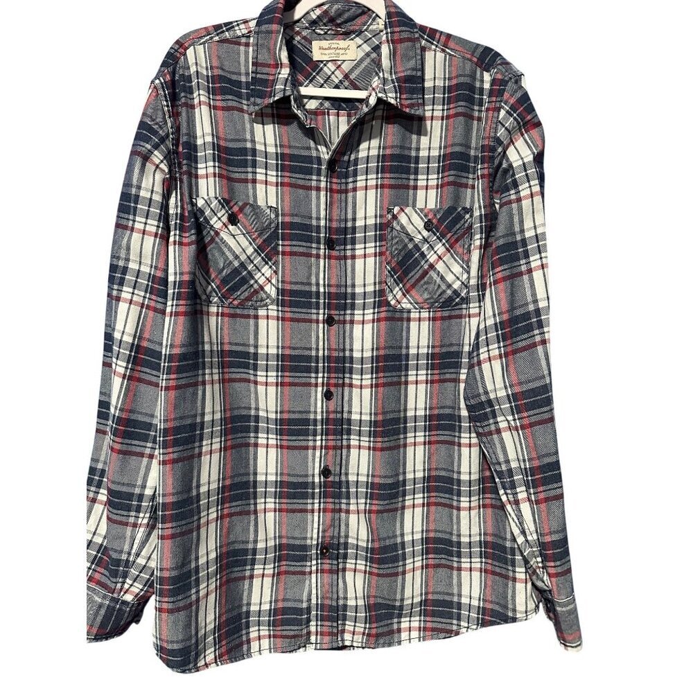 Men's XL Weatherproof Vintage Plaid Shirt – Grunge Flannel Layer Rustic Cozy